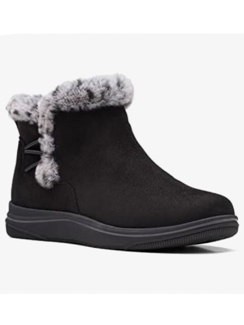 Clarks Cloudsteppers Breeze Women’s Black Fur Ankle Winter Boot Size 9.5W